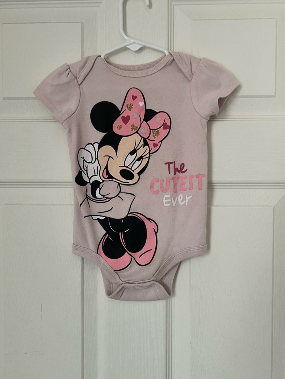 Minnie Mouse 'The Cutest Ever' Pink Baby One-Piece